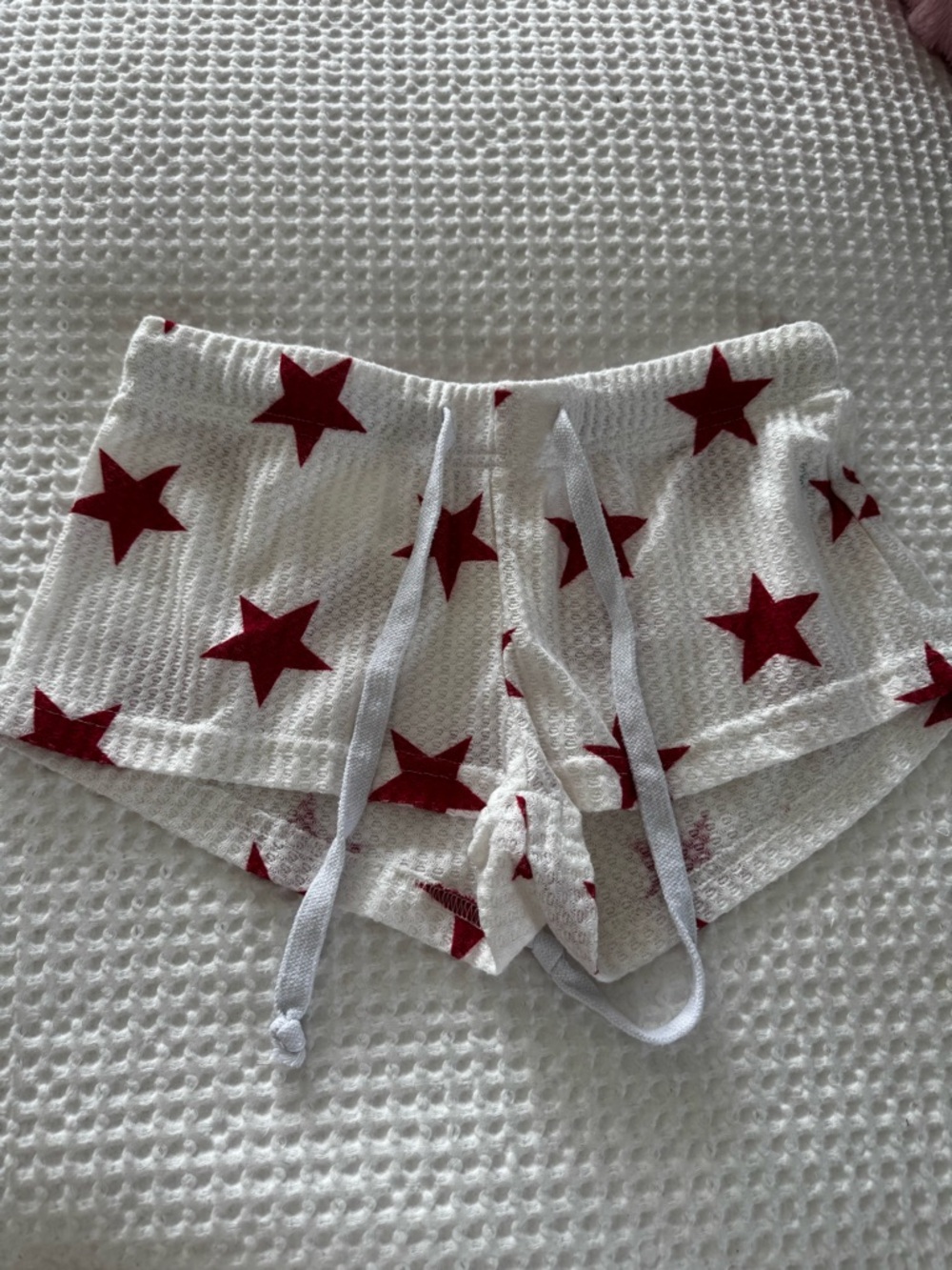 Cute white with red stars linen short